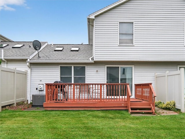 54 Flower Dale Cir, Greece, NY 14626 - back of property featuring a wooden deck and a shingled roof
