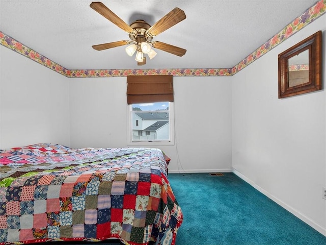 54 Flower Dale Cir, Greece, NY 14626 - carpeted bedroom with a textured ceiling and a ceiling fan