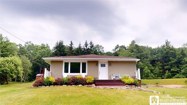 12483 Sawmill Run Rd, South Valley, NY 14738 - view of front of house featuring a front lawn and stucco siding
