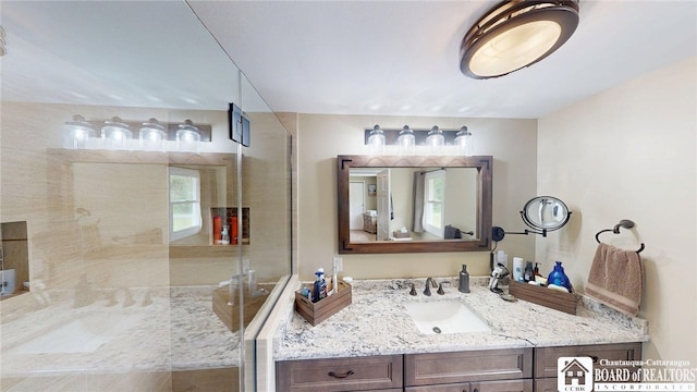 12483 Sawmill Run Rd, South Valley, NY 14738 - bathroom featuring vanity and tiled shower