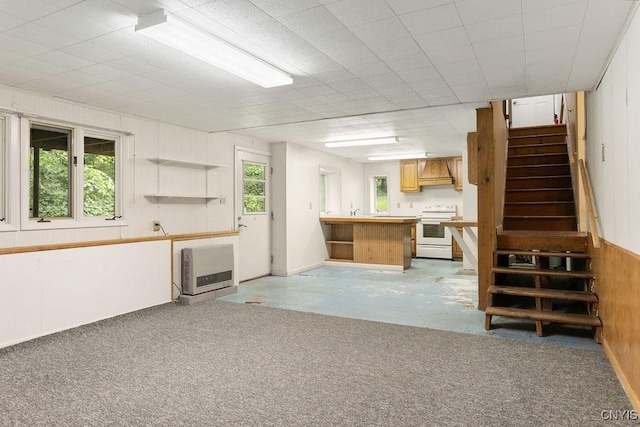 2361 E Hill Rd, Preble, NY 13077 - basement with heating unit, stairs, and wooden walls