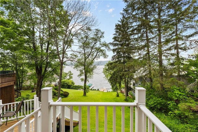 5107 County Road 36, Richmond, NY 14471 - view of grassy yard featuring a deck with water view