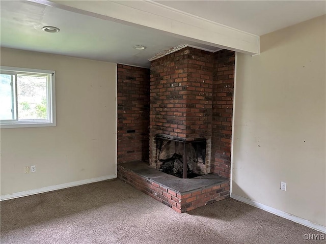 8362 Price Rd, Floyd, NY 13354 - unfurnished living room with carpet and a fireplace