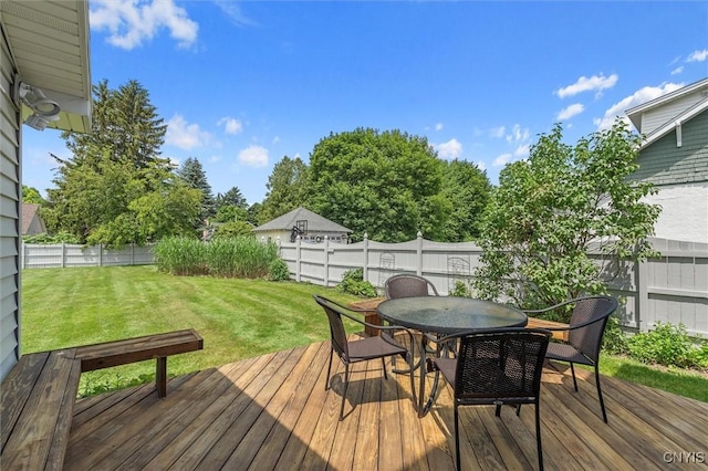 312 S Orchard Rd, Geddes, NY 13219 - deck with a fenced backyard and outdoor dining area