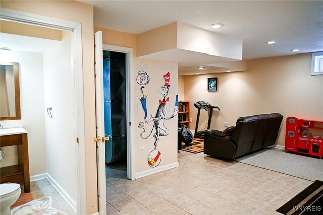 107 Naymik Dr, Sullivan, NY 13037 - rec room featuring recessed lighting and light tile patterned floors