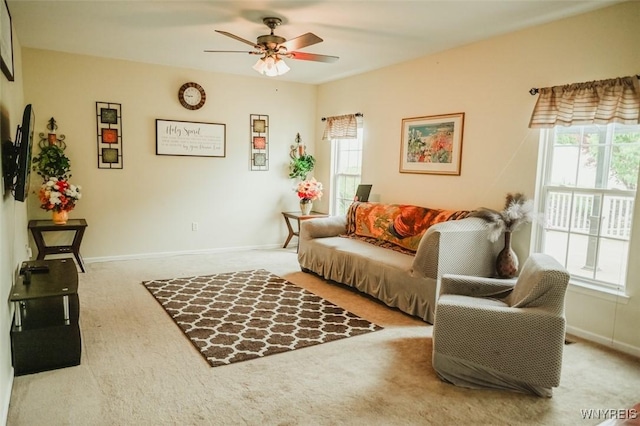 107 Naymik Dr, Sullivan, NY 13037 - living room with carpet floors and a ceiling fan