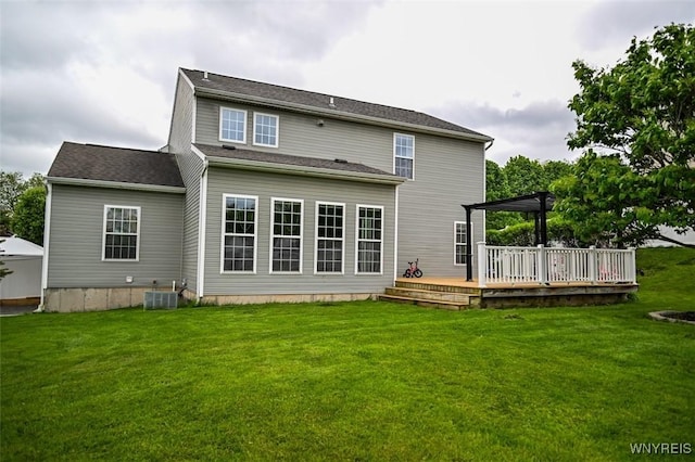 107 Naymik Dr, Sullivan, NY 13037 - rear view of property with a wooden deck and a lawn