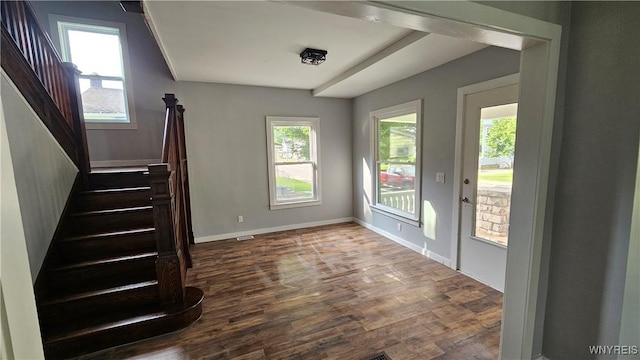 726 S Main St, Shelby, NY 14103 - interior space featuring stairway and dark wood finished floors