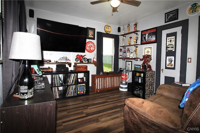 218 S Terry Rd, Geddes, NY 13219 - living area featuring a ceiling fan and wood finished floors