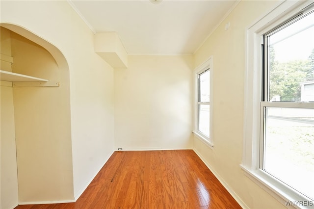 50 Avery Pl, Cheektowaga, NY 14225 - empty room with crown molding, wood finished floors, plenty of natural light, and arched walkways