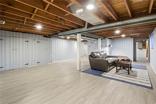 100 Carverdale Dr, Brighton, NY 14618 - finished below grade area with wood finished floors and electric panel