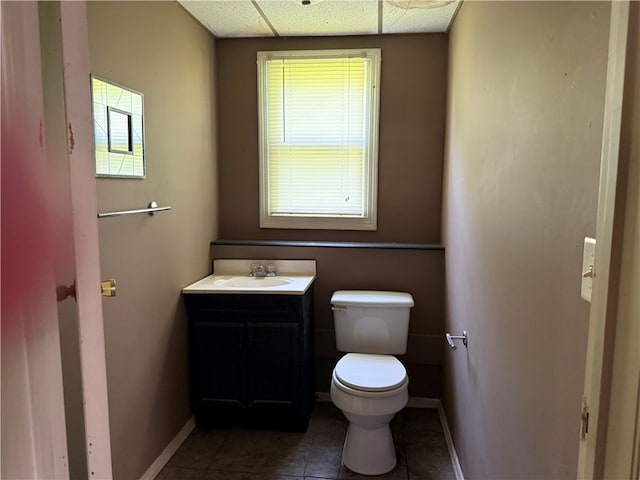 205 Darla Dr, Clarkson, NY 14420 - bathroom featuring vanity, tile patterned flooring, and a drop ceiling