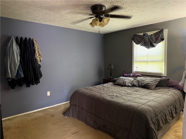 205 Darla Dr, Clarkson, NY 14420 - bedroom featuring carpet floors, a textured ceiling, and a ceiling fan