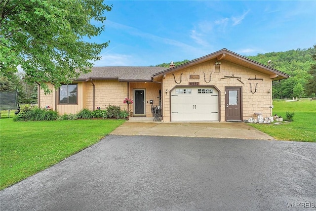 6557 Boberg Rd, Ashford, NY 14171 - view of front of property with a garage, a front lawn, and driveway