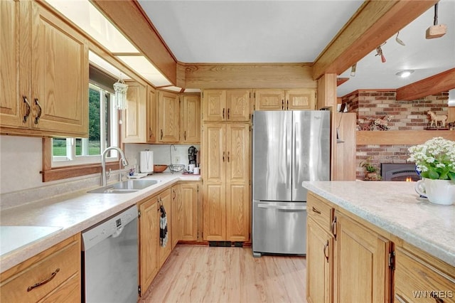 6557 Boberg Rd, Ashford, NY 14171 - kitchen with stainless steel appliances, light wood-style flooring, and light countertops