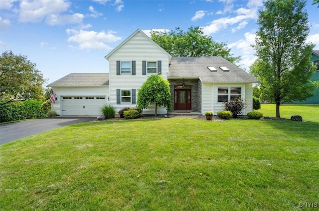 109 Hunt Valley Rd, Oneida-Inside, NY 13421 - view of front of house with asphalt driveway, a garage, and a front lawn