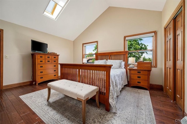 109 Hunt Valley Rd, Oneida-Inside, NY 13421 - bedroom with dark wood-style floors, a skylight, and high vaulted ceiling