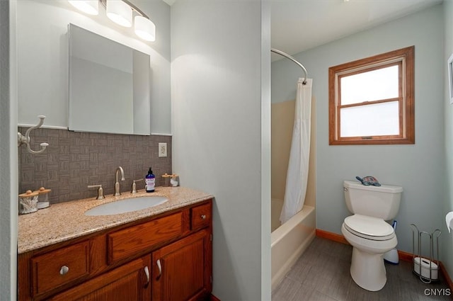 109 Hunt Valley Rd, Oneida-Inside, NY 13421 - bathroom featuring backsplash, vanity, and shower / bath combo with shower curtain