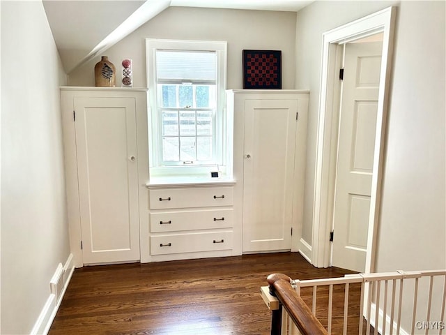 308 Haddonfield Dr, Dewitt, NY 13214 - entryway featuring dark wood-style floors and vaulted ceiling