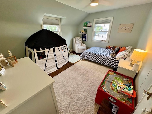 308 Haddonfield Dr, Dewitt, NY 13214 - bedroom with lofted ceiling and wood finished floors