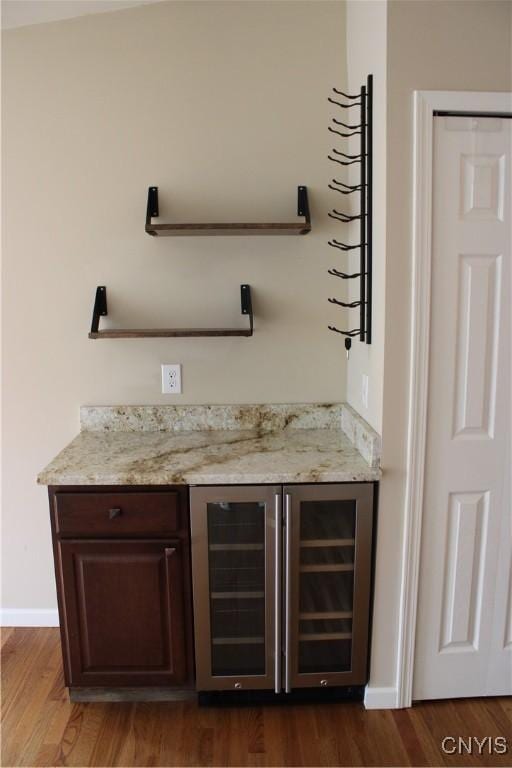 4745 Lynnville, Clay, NY 13041 - indoor dry bar featuring beverage cooler and dark wood-type flooring