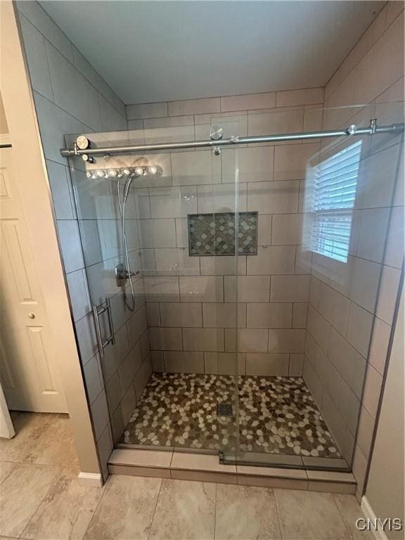 4745 Lynnville, Clay, NY 13041 - bathroom featuring a shower stall and tile patterned flooring