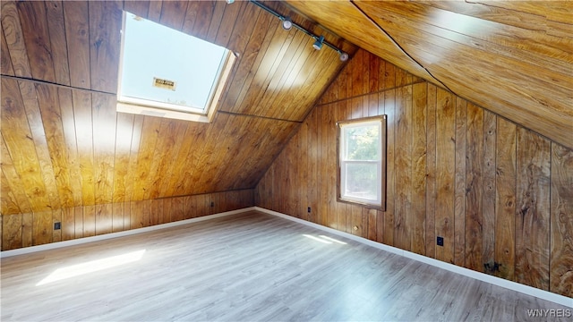 133 Freund St, Buffalo, NY 14215 - additional living space with wood finished floors, vaulted ceiling, wood walls, and wooden ceiling