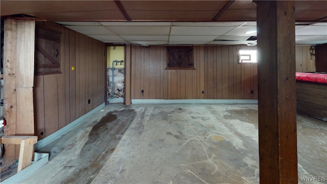 133 Freund St, Buffalo, NY 14215 - below grade area with a paneled ceiling and wooden walls