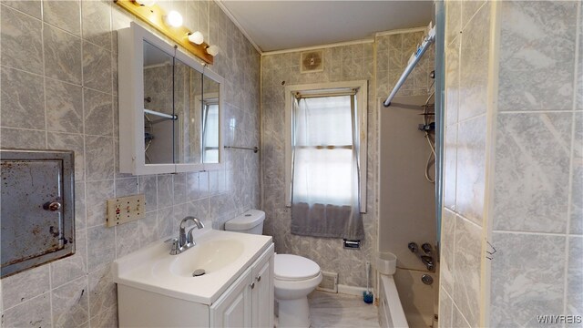 133 Freund St, Buffalo, NY 14215 - bathroom with tile walls, vanity, and tub / shower combination