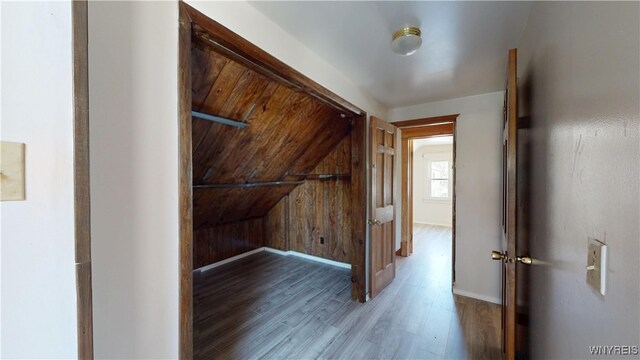 133 Freund St, Buffalo, NY 14215 - hallway featuring wood finished floors and baseboards
