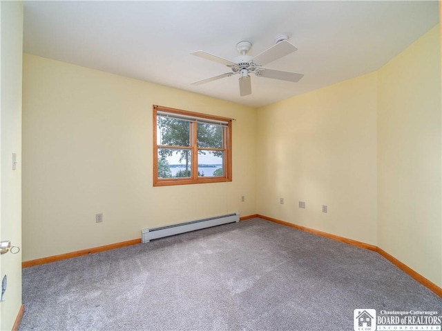 5 Summit Park Dr, Ellery, NY 14712 - spare room with a baseboard heating unit, carpet, and ceiling fan