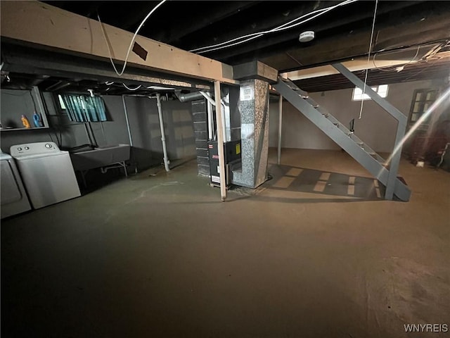 401 Ideal St, Buffalo, NY 14206 - unfinished below grade area with washing machine and clothes dryer and heating unit