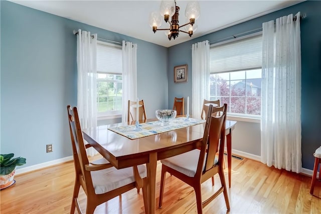 921 Wayneport Rd, Macedon, NY 14502 - dining space featuring a chandelier, plenty of natural light, and light wood-type flooring