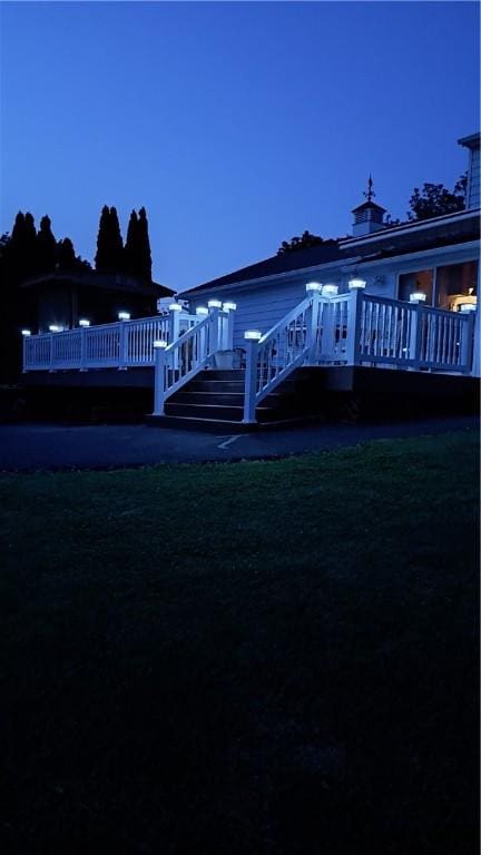 921 Wayneport Rd, Macedon, NY 14502 - rear view of house featuring a wooden deck and stairway