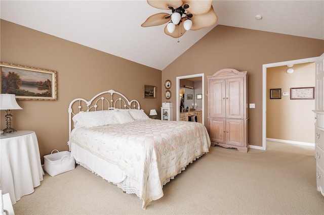 148 Maryview Dr Unit 148, Webster, NY 14580 - bedroom with light colored carpet, a ceiling fan, and high vaulted ceiling