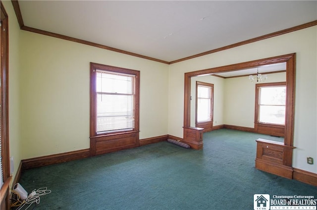 7 Beechview Ave, Jamestown, NY 14701 - empty room featuring a chandelier, carpet, and crown molding