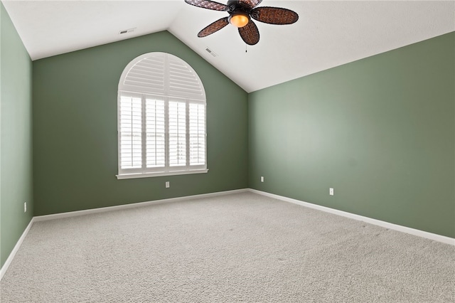 189 Maryview Dr, Penfield, NY 14580 - unfurnished room featuring a ceiling fan, lofted ceiling, and carpet flooring