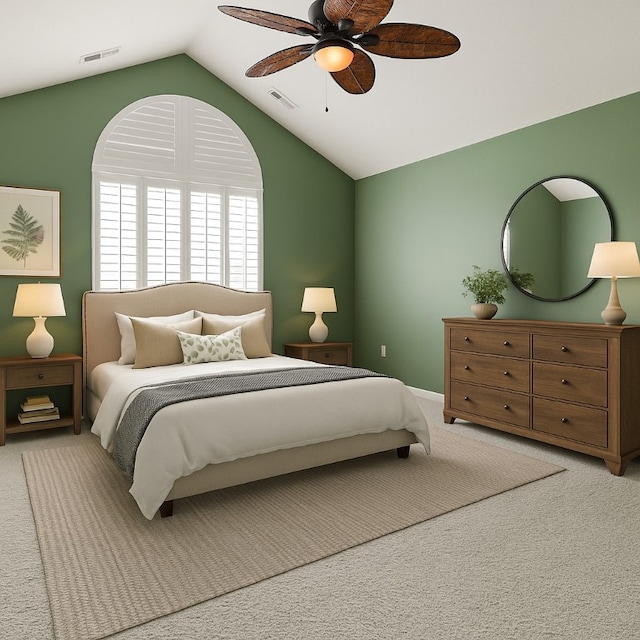 189 Maryview Dr, Penfield, NY 14580 - bedroom with carpet floors, lofted ceiling, and ceiling fan