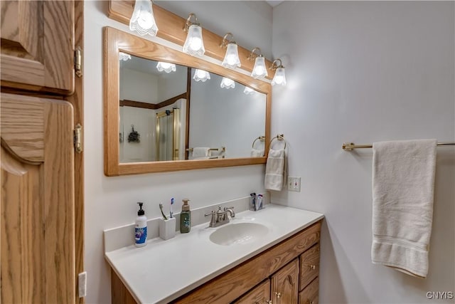 8782 Buck Point Rd, Watson, NY 13367 - full bathroom featuring vanity and an enclosed shower