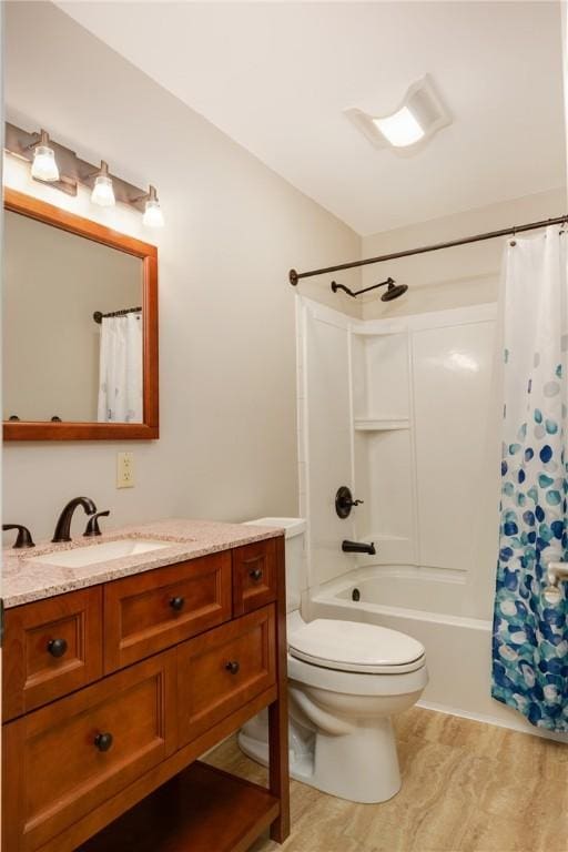 1192 Clendenning Rd, Lindley, NY 14870 - bathroom with vanity, shower / tub combo with curtain, and wood finished floors