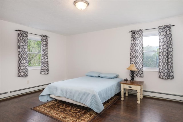 1192 Clendenning Rd, Lindley, NY 14870 - bedroom featuring wood finished floors, multiple windows, and a baseboard radiator