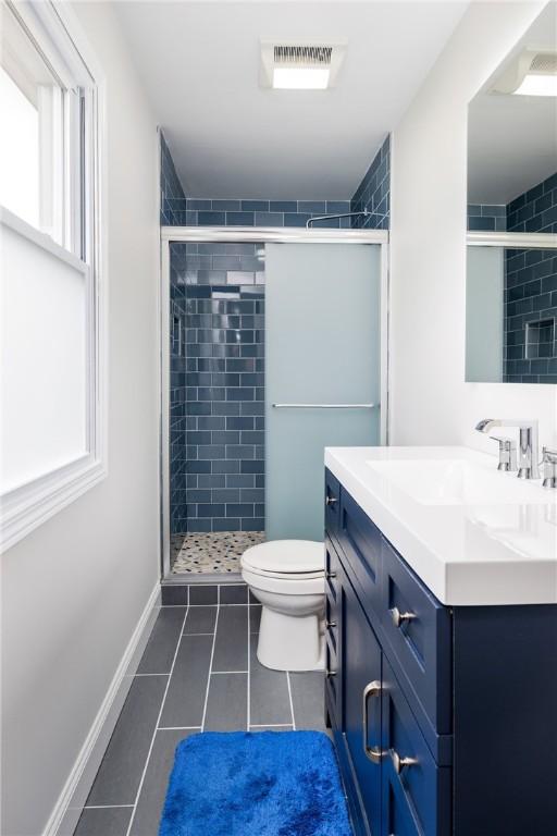 1192 Clendenning Rd, Lindley, NY 14870 - full bath featuring vanity, tile patterned flooring, and a shower stall