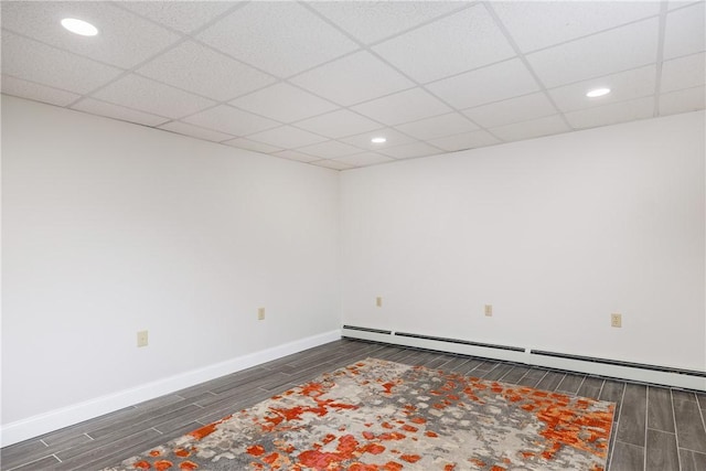 1192 Clendenning Rd, Lindley, NY 14870 - spare room with wood finish floors, baseboard heating, a paneled ceiling, and recessed lighting