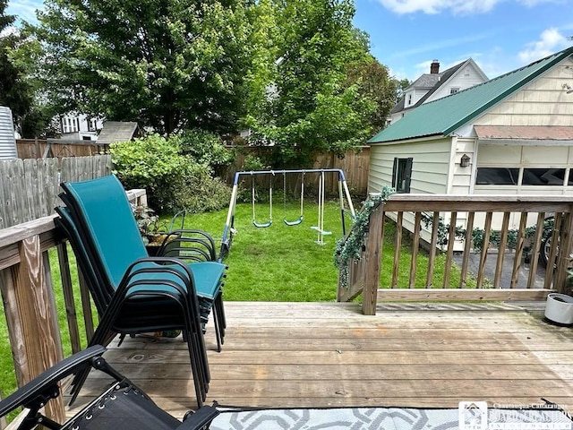 12 Juliet St, Jamestown, NY 14701 - deck featuring a fenced backyard and a playground