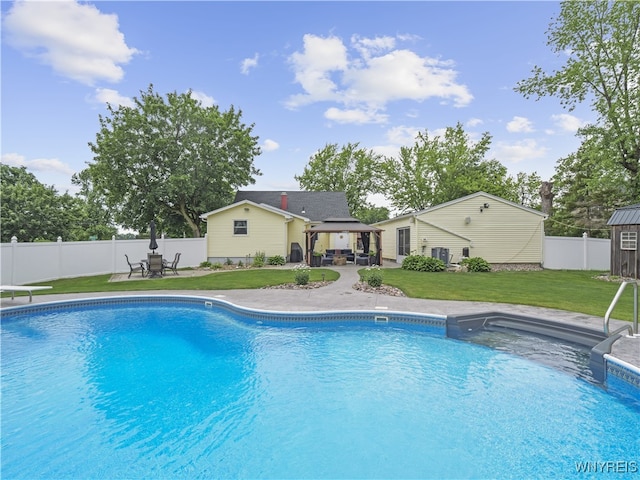 5137 William St, Lancaster, NY 14086 - view of pool with a gazebo, a patio, and a fenced backyard