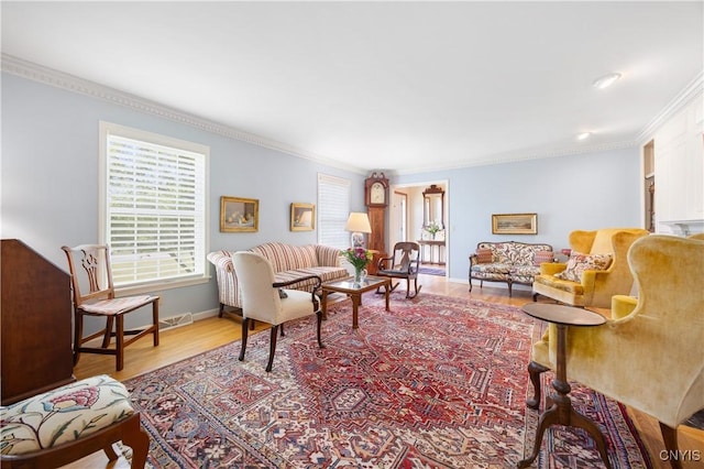 8074 Irish Mist Ln, Manlius, NY 13104 - living room featuring wood finished floors and crown molding
