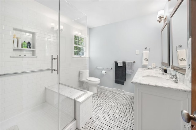 8074 Irish Mist Ln, Manlius, NY 13104 - full bathroom with a shower stall, double vanity, and tile patterned floors