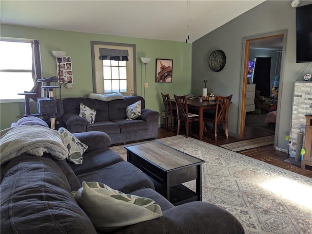 4182 Dresser Rd, Shelby, NY 14103 - living room with wood finished floors and vaulted ceiling