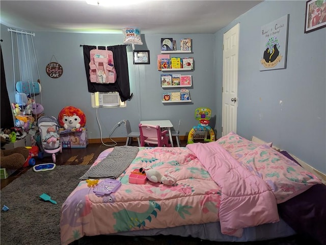4182 Dresser Rd, Shelby, NY 14103 - bedroom featuring cooling unit and wood finished floors