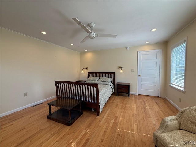 320 W 3rd St, Oswego-City, NY 13126 - bedroom featuring light wood-type flooring, recessed lighting, and ceiling fan